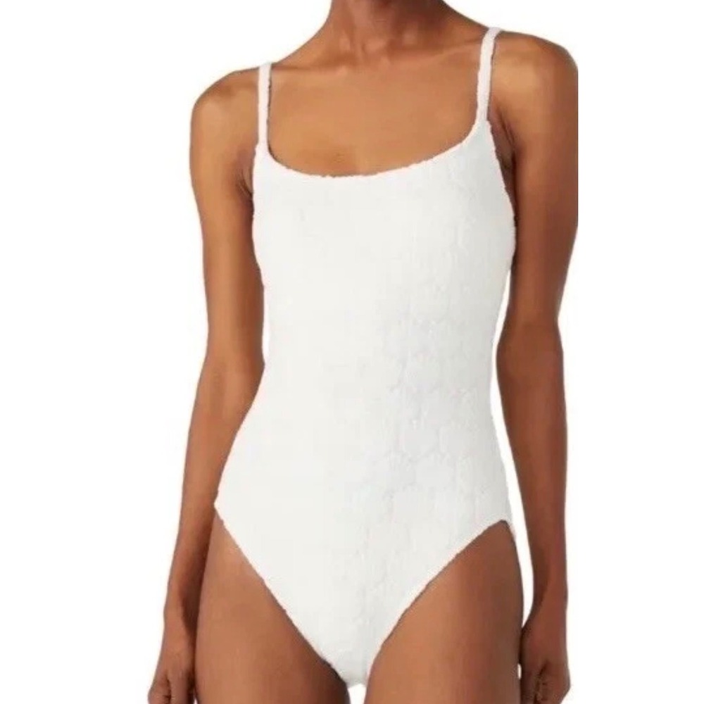 Kate Spade Ivory Classic One PieceSwimsuit - Shell Jacquard Size: M